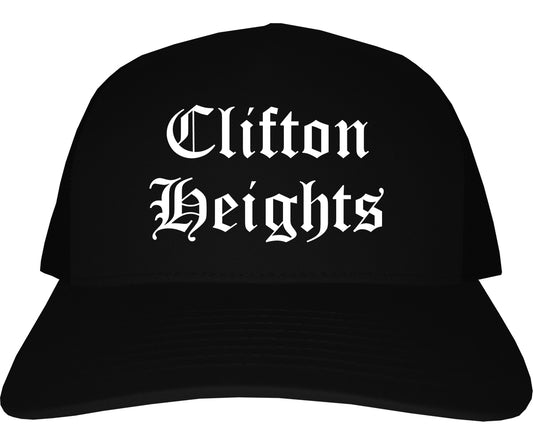 Clifton Heights Pennsylvania PA Old English Mens Trucker Hat Cap Black