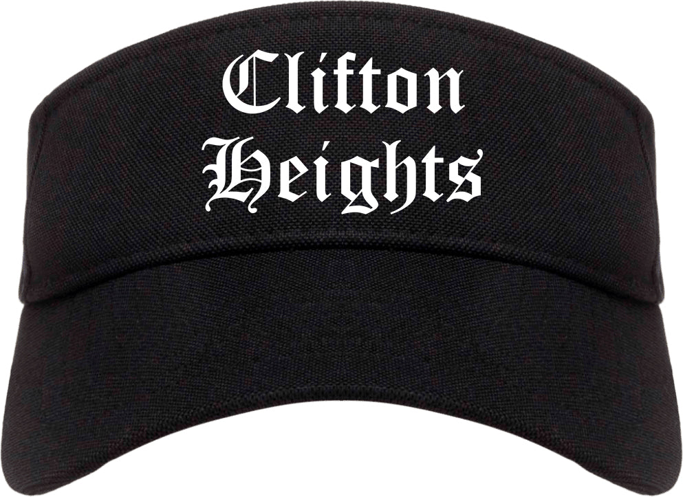 Clifton Heights Pennsylvania PA Old English Mens Visor Cap Hat Black