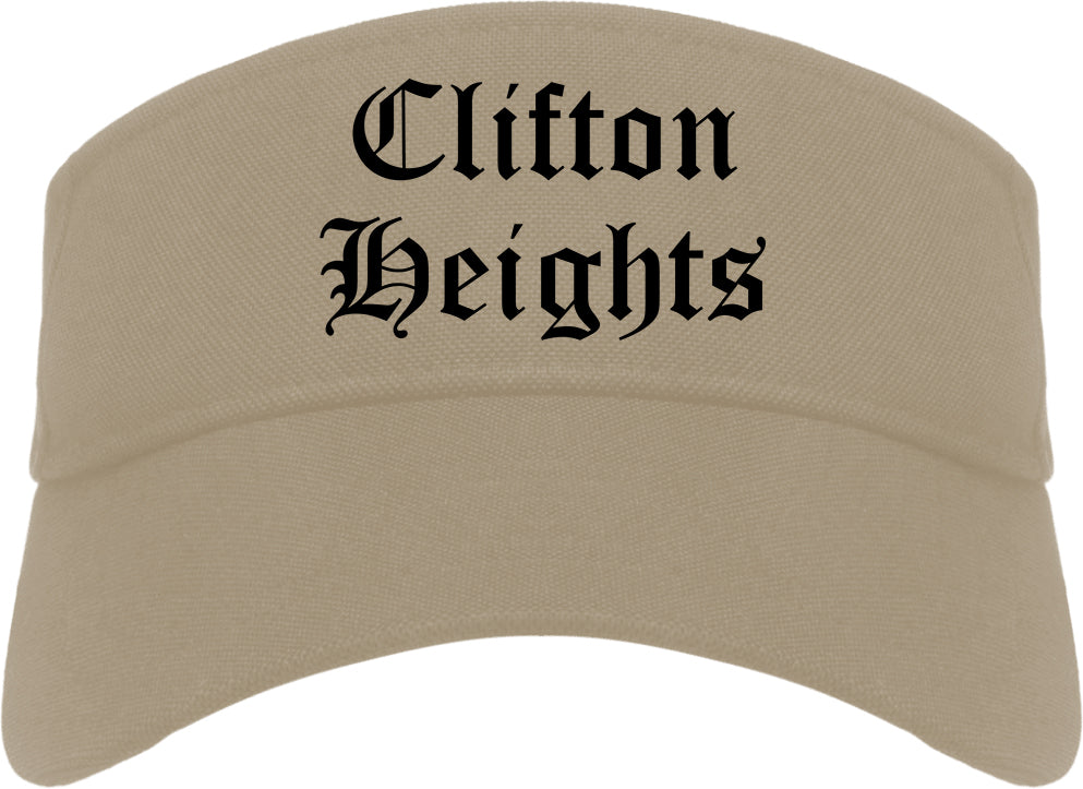 Clifton Heights Pennsylvania PA Old English Mens Visor Cap Hat Khaki
