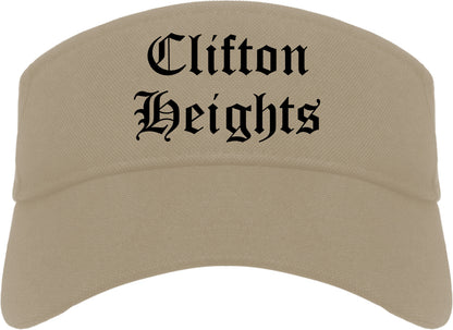 Clifton Heights Pennsylvania PA Old English Mens Visor Cap Hat Khaki