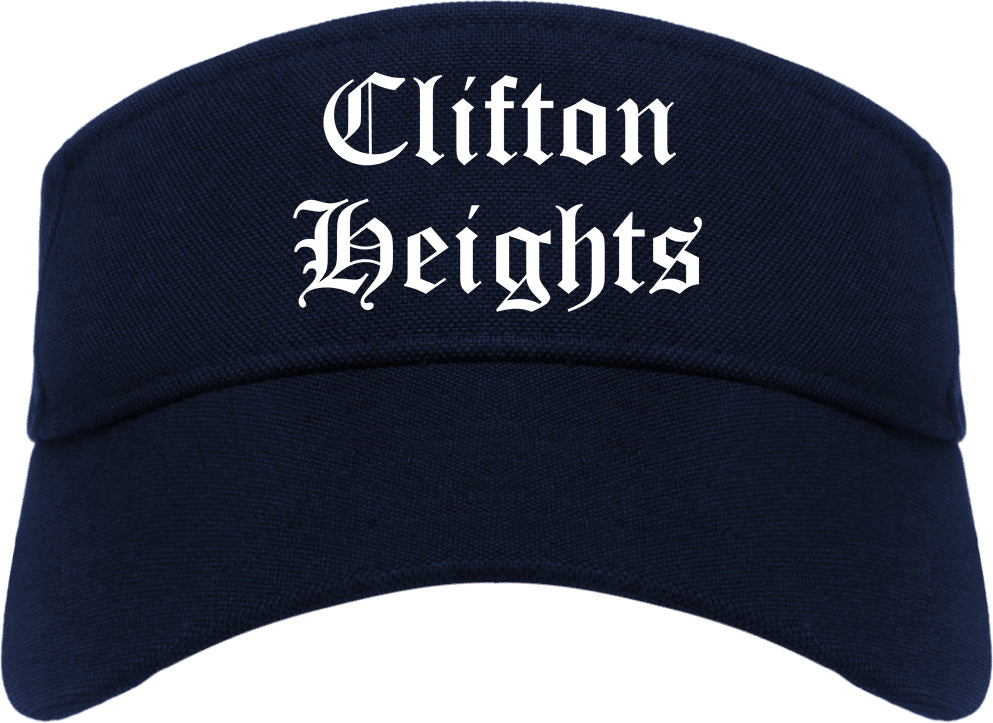 Clifton Heights Pennsylvania PA Old English Mens Visor Cap Hat Navy Blue