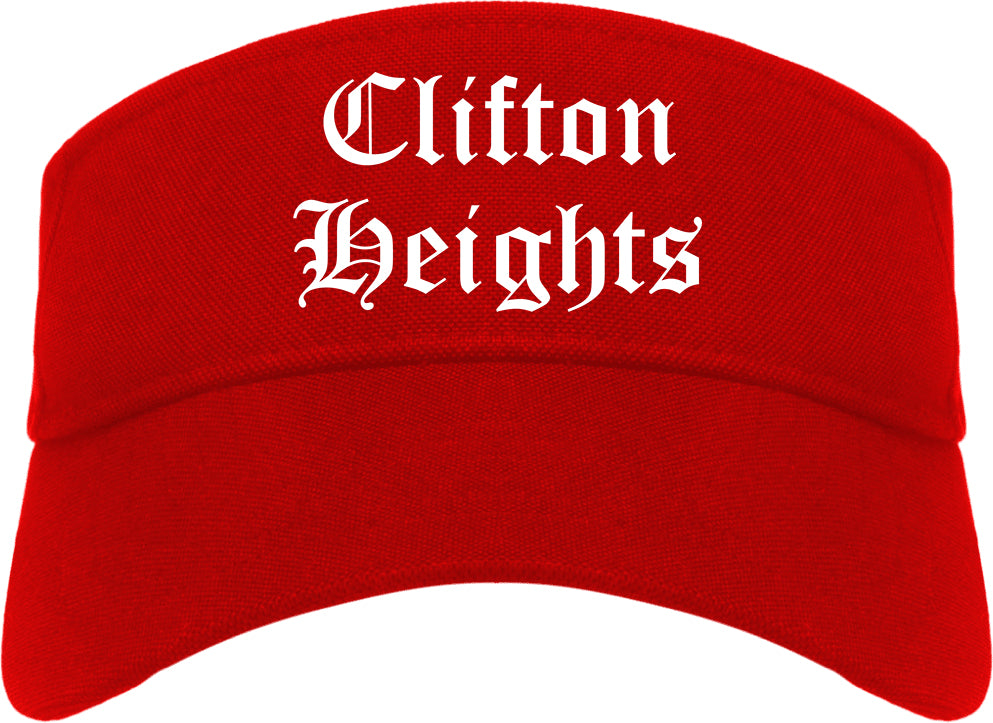 Clifton Heights Pennsylvania PA Old English Mens Visor Cap Hat Red