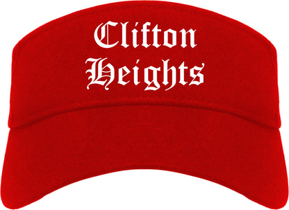Clifton Heights Pennsylvania PA Old English Mens Visor Cap Hat Red