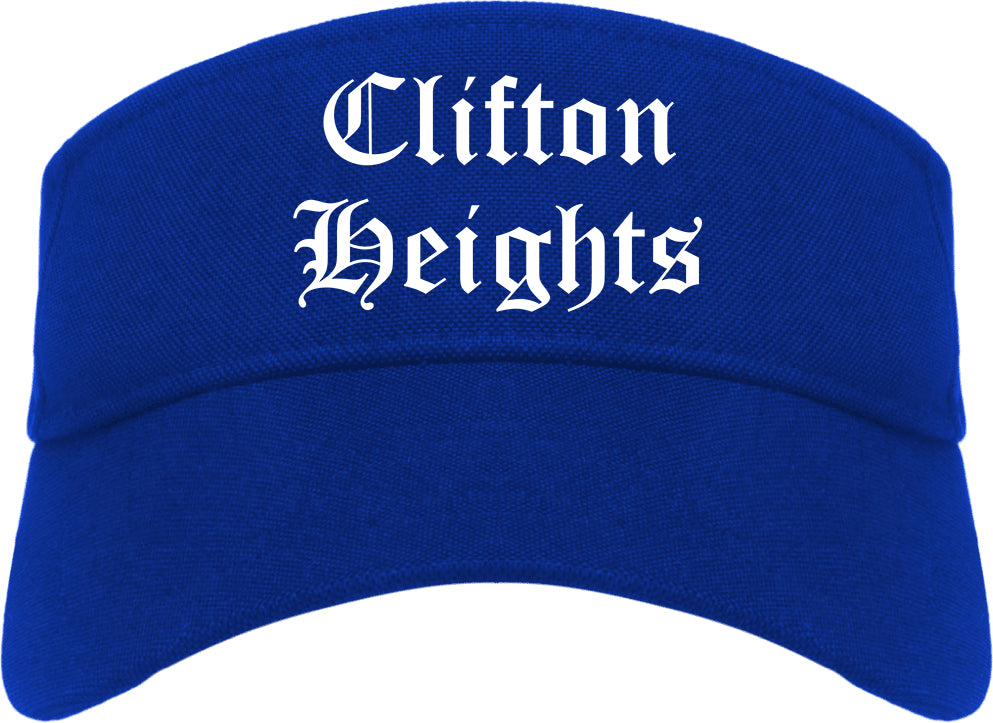 Clifton Heights Pennsylvania PA Old English Mens Visor Cap Hat Royal Blue