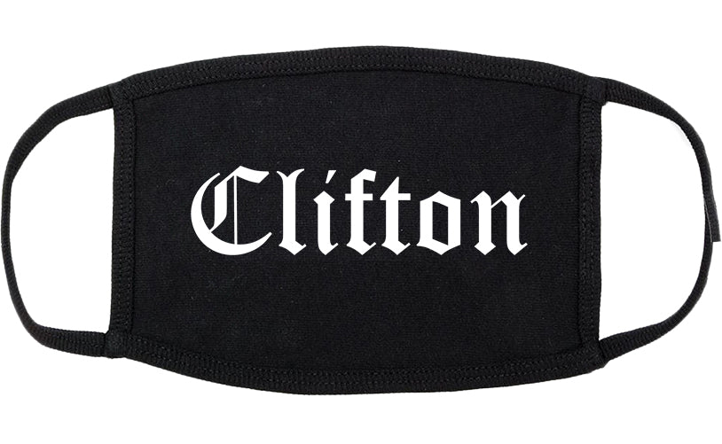 Clifton New Jersey NJ Old English Cotton Face Mask Black