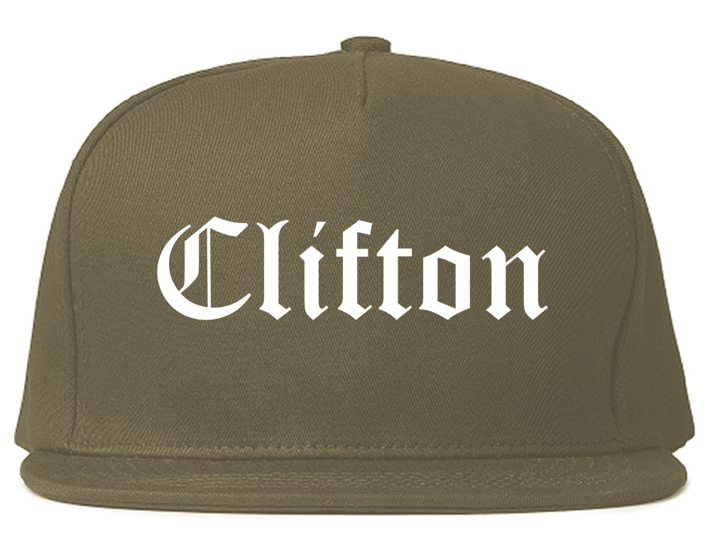 Clifton New Jersey NJ Old English Mens Snapback Hat Grey