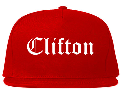 Clifton New Jersey NJ Old English Mens Snapback Hat Red