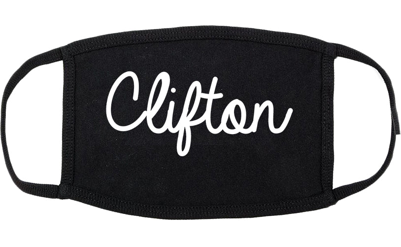 Clifton New Jersey NJ Script Cotton Face Mask Black