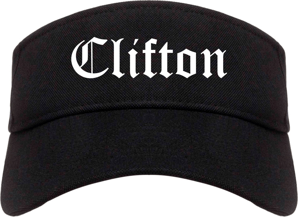 Clifton New Jersey NJ Old English Mens Visor Cap Hat Black