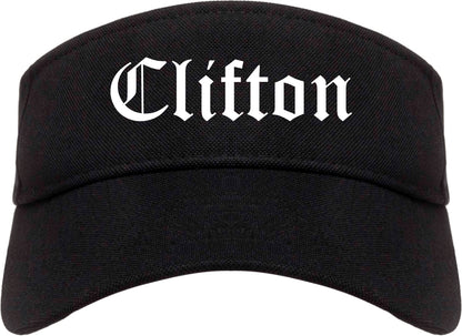 Clifton New Jersey NJ Old English Mens Visor Cap Hat Black