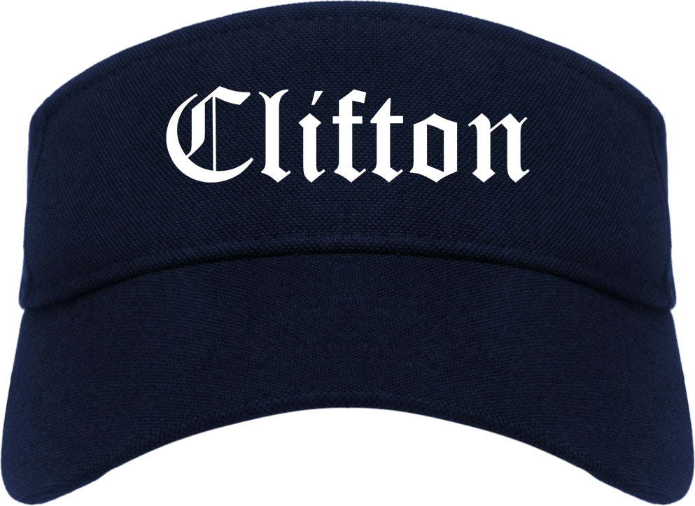 Clifton New Jersey NJ Old English Mens Visor Cap Hat Navy Blue
