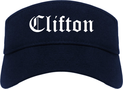 Clifton New Jersey NJ Old English Mens Visor Cap Hat Navy Blue