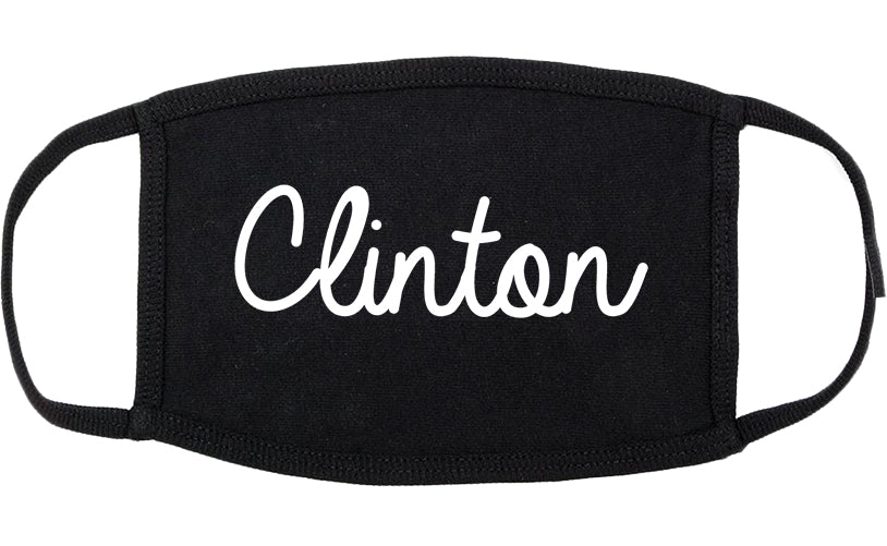 Clinton Illinois IL Script Cotton Face Mask Black