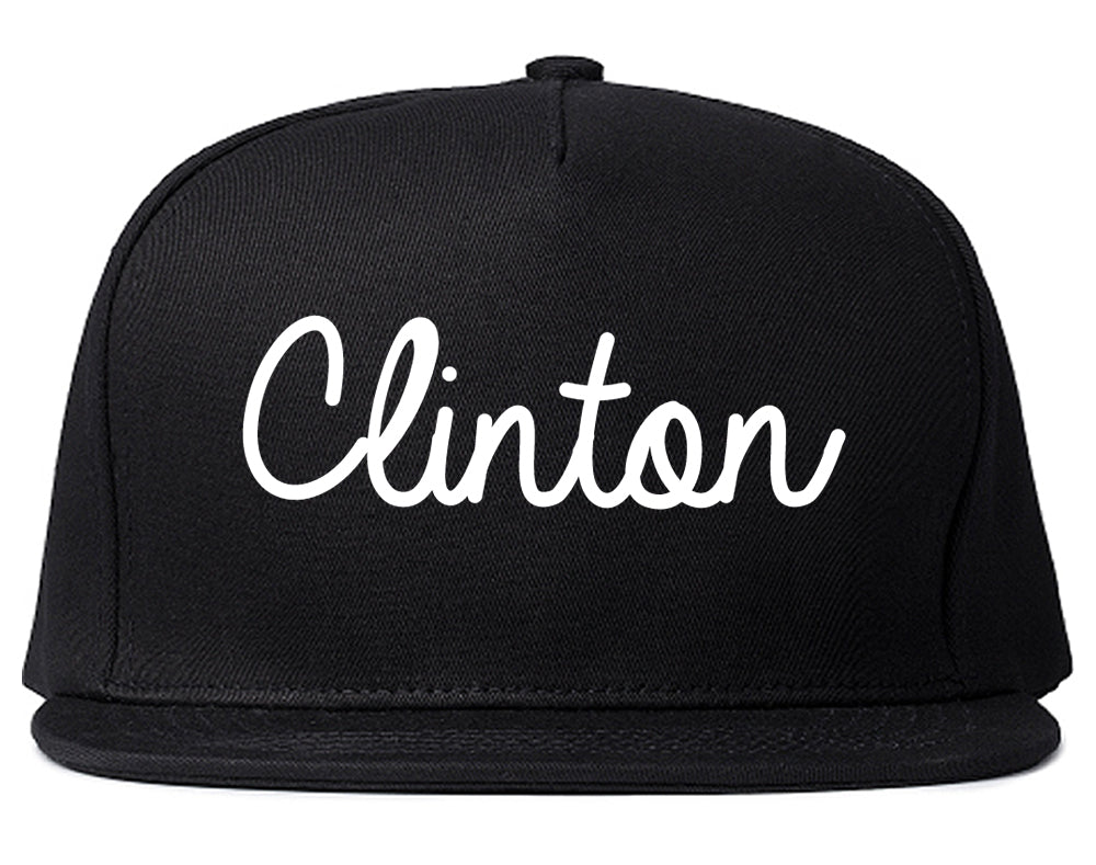 Clinton Illinois IL Script Mens Snapback Hat Black