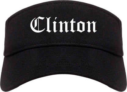 Clinton Illinois IL Old English Mens Visor Cap Hat Black