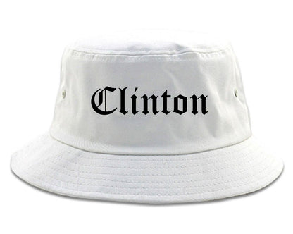 Clinton Illinois IL Old English Mens Bucket Hat White