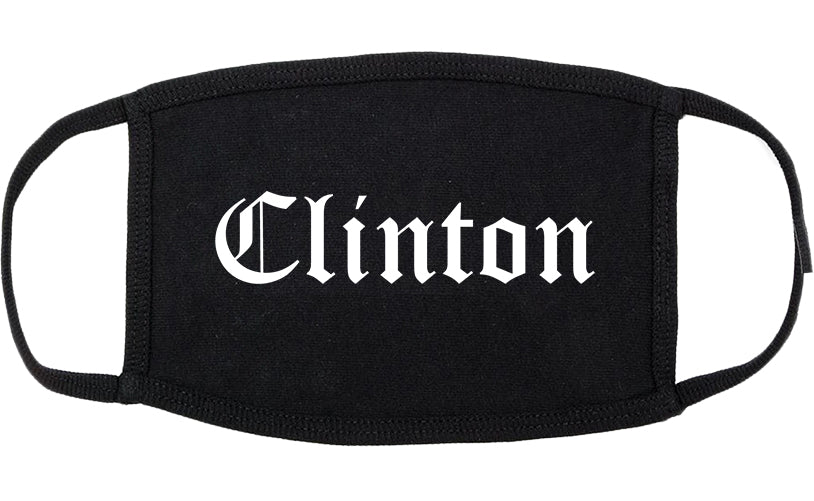 Clinton Indiana IN Old English Cotton Face Mask Black