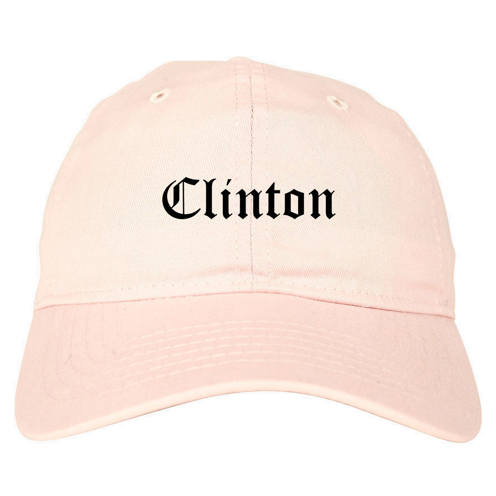 Clinton Indiana IN Old English Mens Dad Hat Baseball Cap Pink