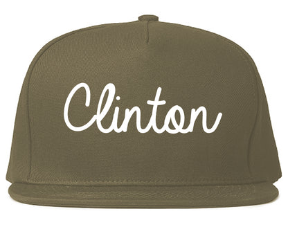 Clinton Indiana IN Script Mens Snapback Hat Grey