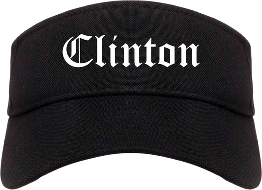 Clinton Indiana IN Old English Mens Visor Cap Hat Black