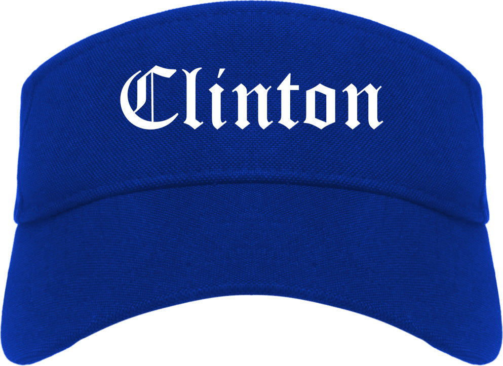 Clinton Indiana IN Old English Mens Visor Cap Hat Royal Blue