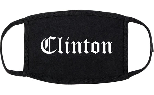 Clinton Iowa IA Old English Cotton Face Mask Black