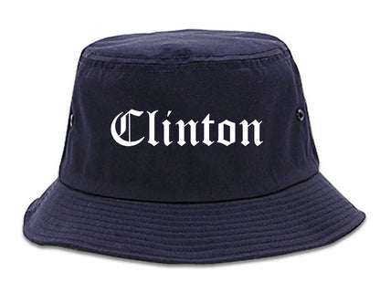 Clinton Iowa IA Old English Mens Bucket Hat Navy Blue