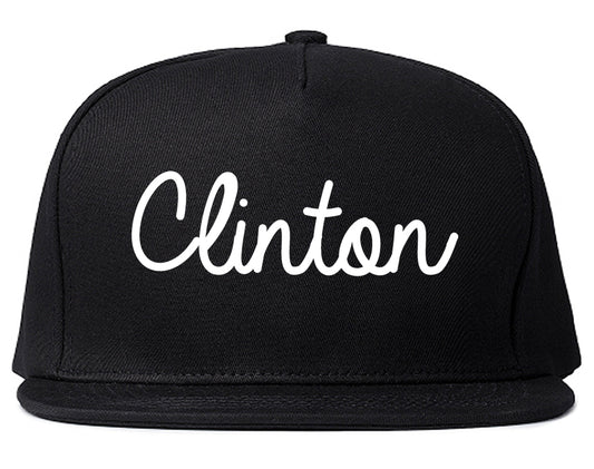 Clinton Iowa IA Script Mens Snapback Hat Black