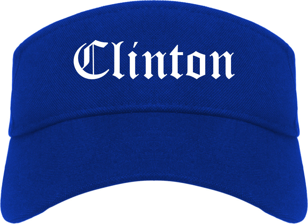 Clinton Iowa IA Old English Mens Visor Cap Hat Royal Blue