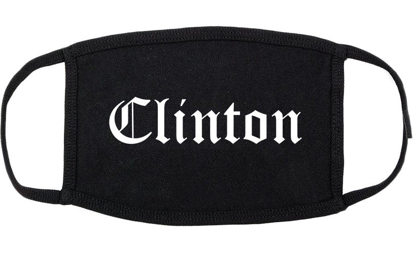 Clinton Mississippi MS Old English Cotton Face Mask Black