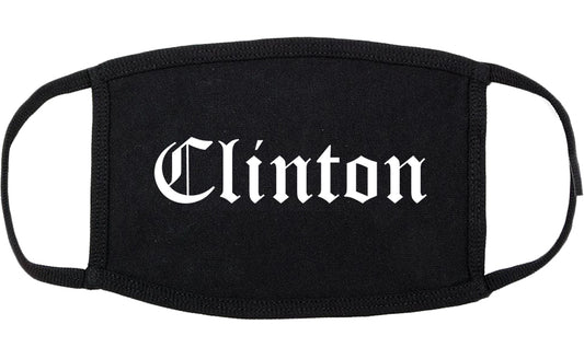 Clinton Mississippi MS Old English Cotton Face Mask Black