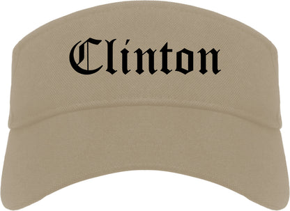 Clinton Missouri MO Old English Mens Visor Cap Hat Khaki