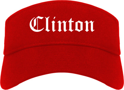 Clinton Missouri MO Old English Mens Visor Cap Hat Red