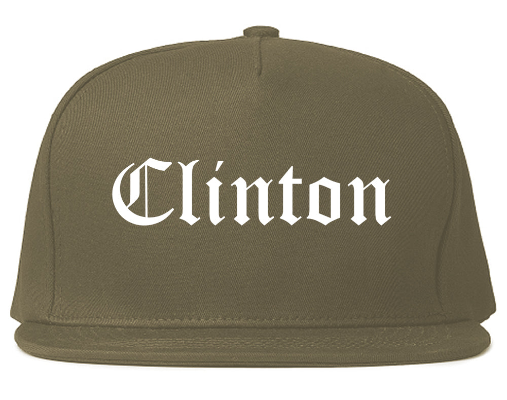 Clinton North Carolina NC Old English Mens Snapback Hat Grey