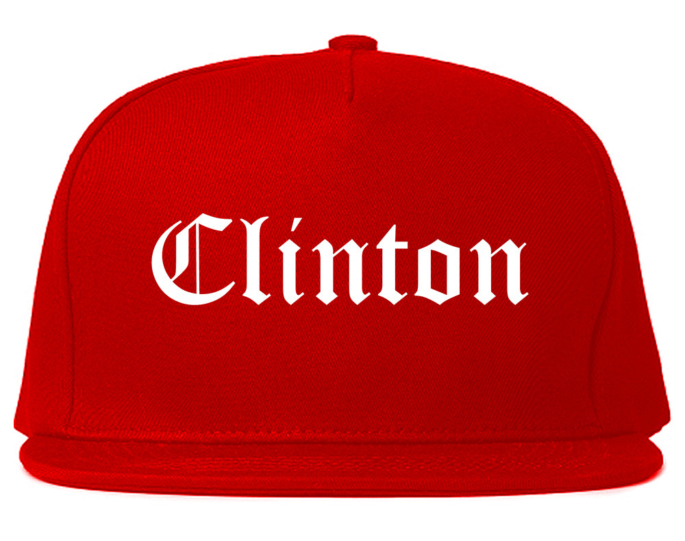Clinton North Carolina NC Old English Mens Snapback Hat Red