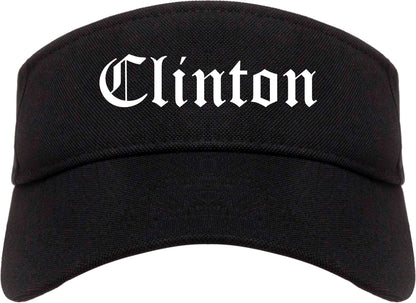 Clinton North Carolina NC Old English Mens Visor Cap Hat Black