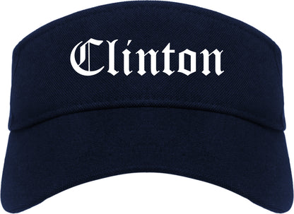 Clinton North Carolina NC Old English Mens Visor Cap Hat Navy Blue