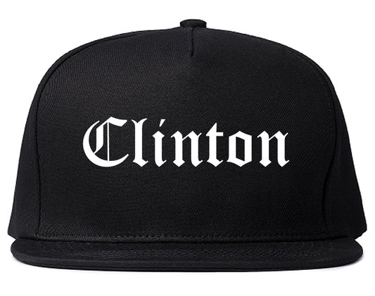 Clinton Oklahoma OK Old English Mens Snapback Hat Black
