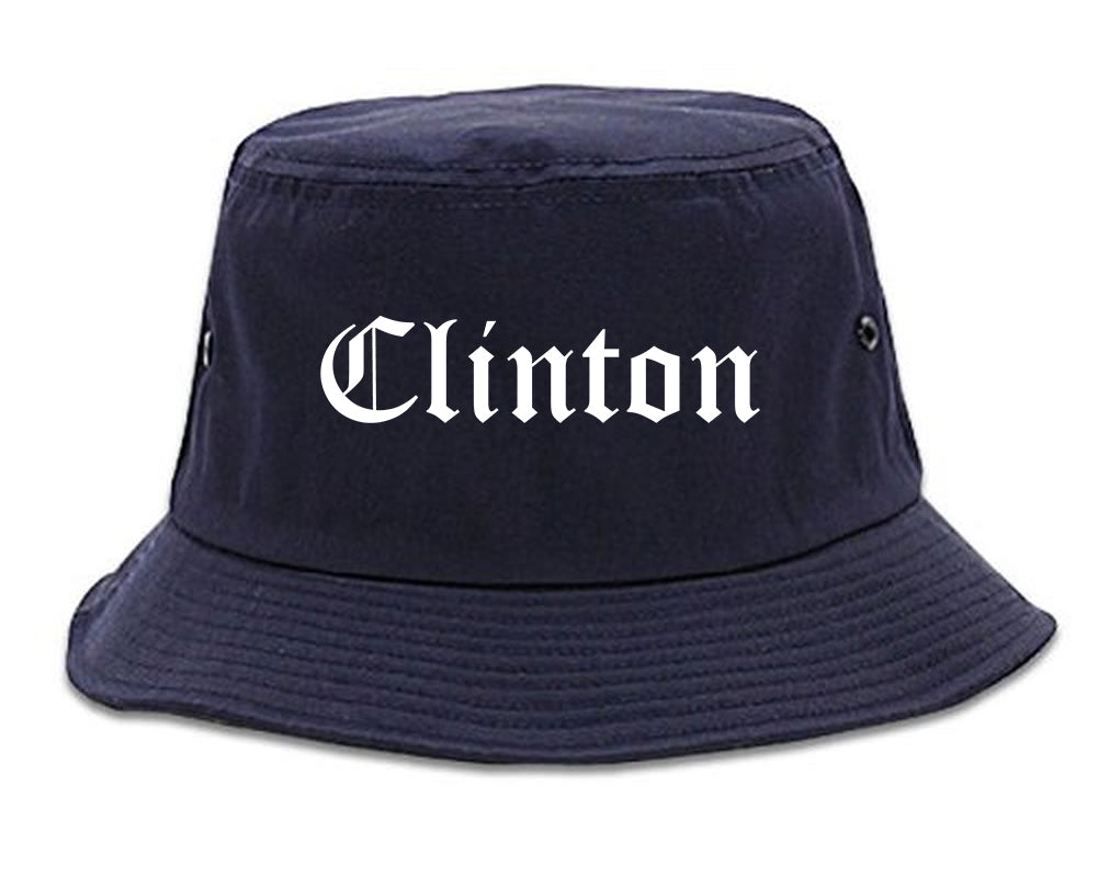 Clinton Oklahoma OK Old English Mens Bucket Hat Navy Blue
