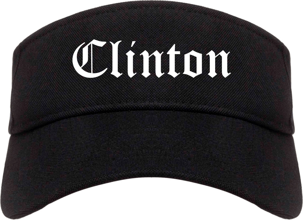 Clinton South Carolina SC Old English Mens Visor Cap Hat Black