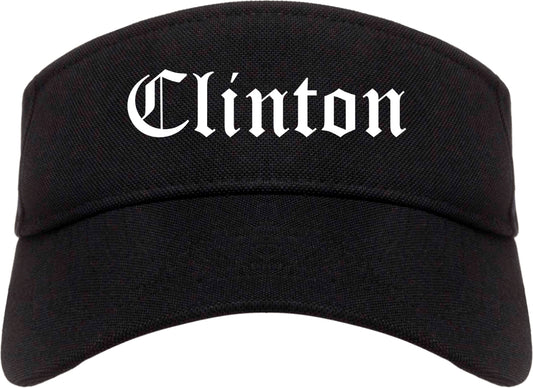 Clinton South Carolina SC Old English Mens Visor Cap Hat Black