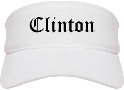 Clinton South Carolina SC Old English Mens Visor Cap Hat White