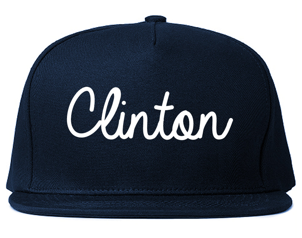 Clinton Tennessee TN Script Mens Snapback Hat Navy Blue