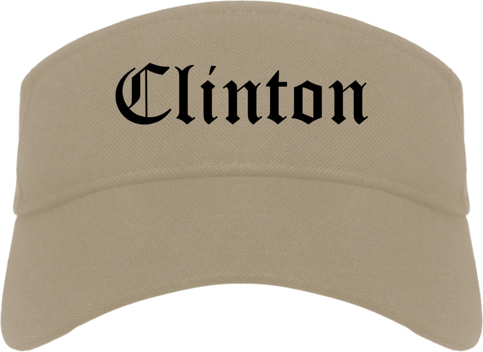 Clinton Tennessee TN Old English Mens Visor Cap Hat Khaki