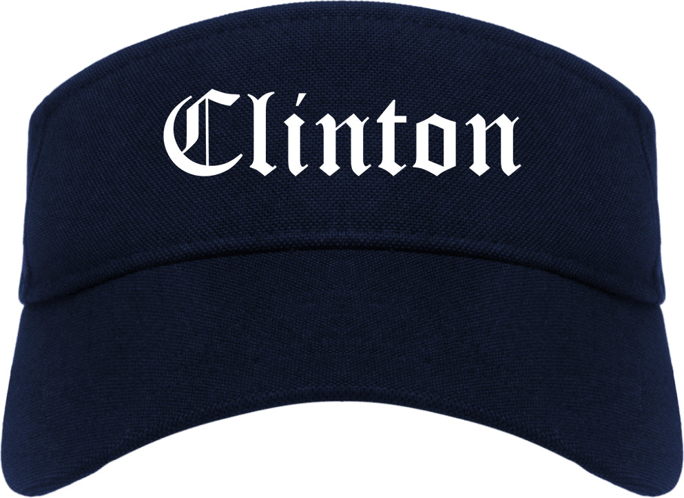 Clinton Tennessee TN Old English Mens Visor Cap Hat Navy Blue