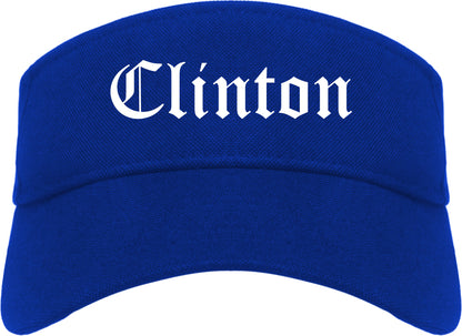 Clinton Tennessee TN Old English Mens Visor Cap Hat Royal Blue