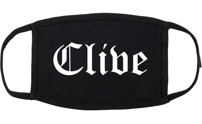 Clive Iowa IA Old English Cotton Face Mask Black