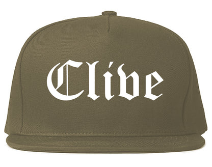 Clive Iowa IA Old English Mens Snapback Hat Grey