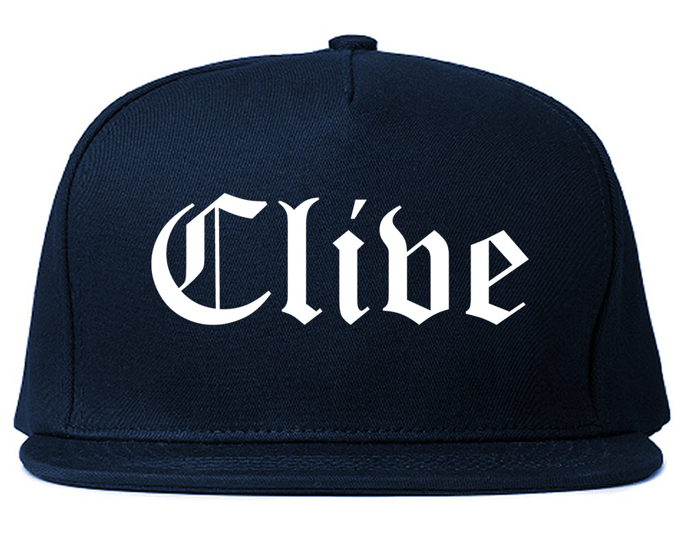Clive Iowa IA Old English Mens Snapback Hat Navy Blue