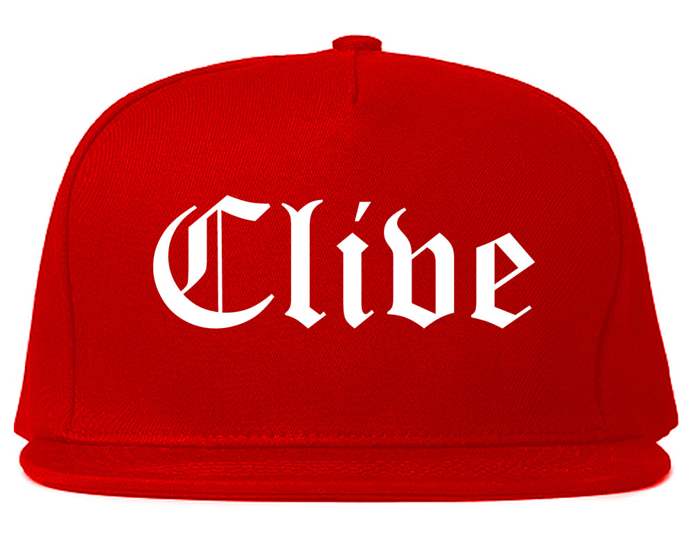 Clive Iowa IA Old English Mens Snapback Hat Red